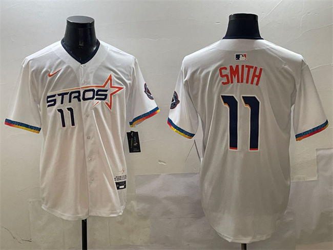 Men's Houston Astros #11 Cam Smith White 2025 City Connect Limited Stitched Baseball Jersey